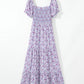 Bubble Sleeve Shirred High Waist Maxi