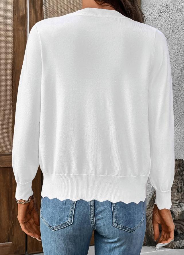 Lightweight Scalloped V Neck Cardigan