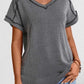 Short Sleeve Soft Ribbed V-Neck