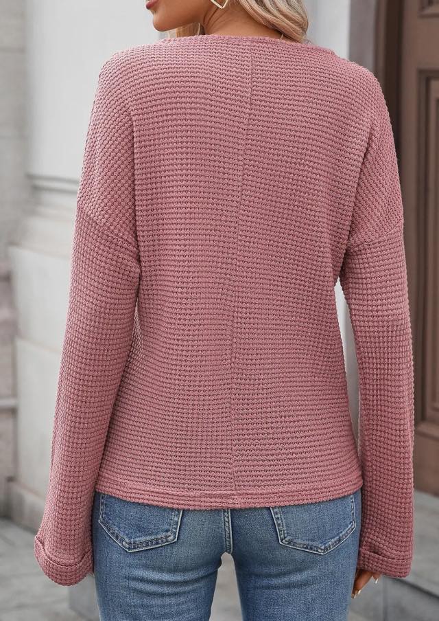 Waffle Knit Drop Shoulder