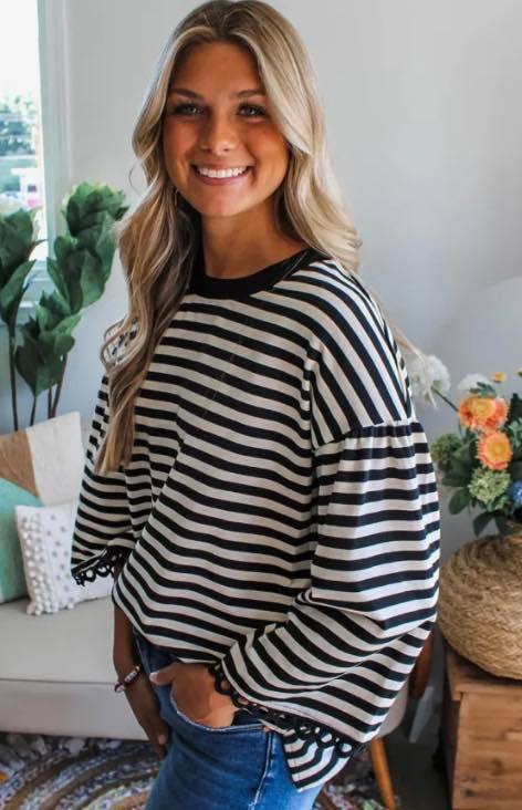 Boxy Lace Flare Drop Sleeve Blouse