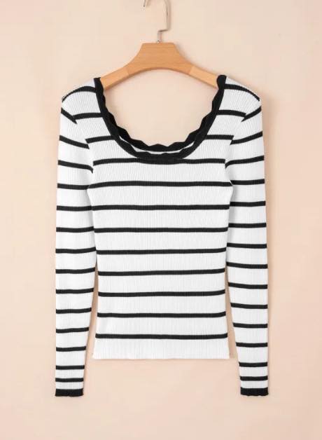 Ribbed Slim Striped Sweater