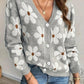 Floral V-Neck Button Sweater Cardigan