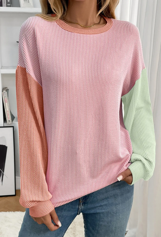 Soft Ribbed Color Block