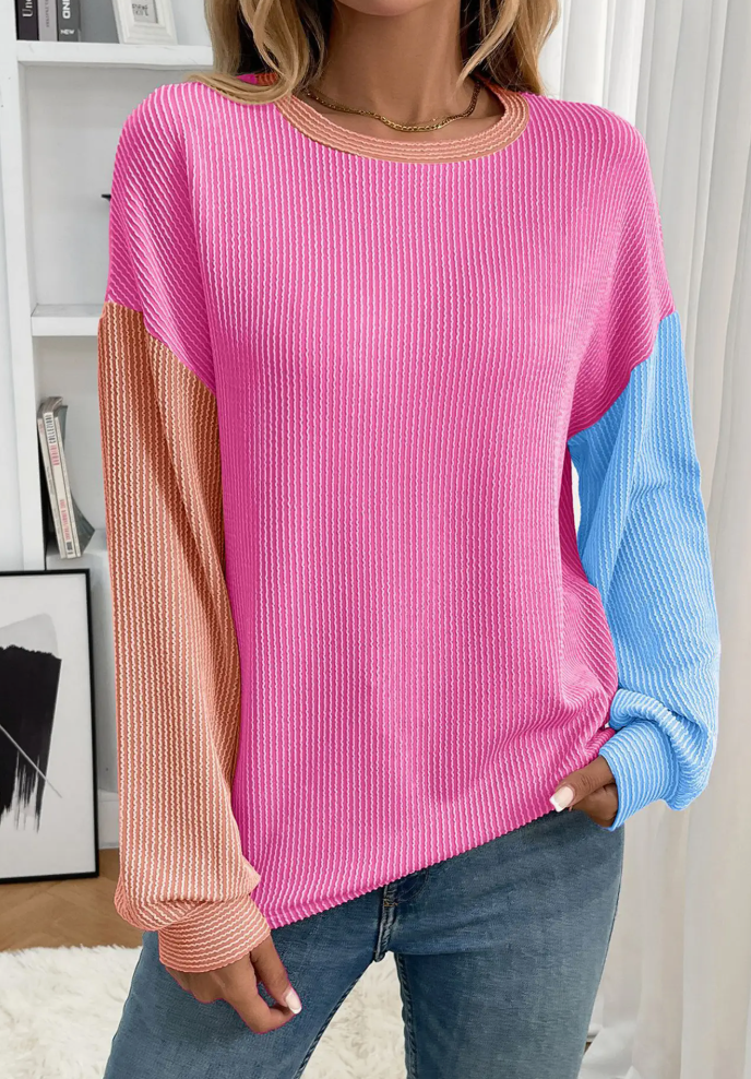Soft Ribbed Color Block