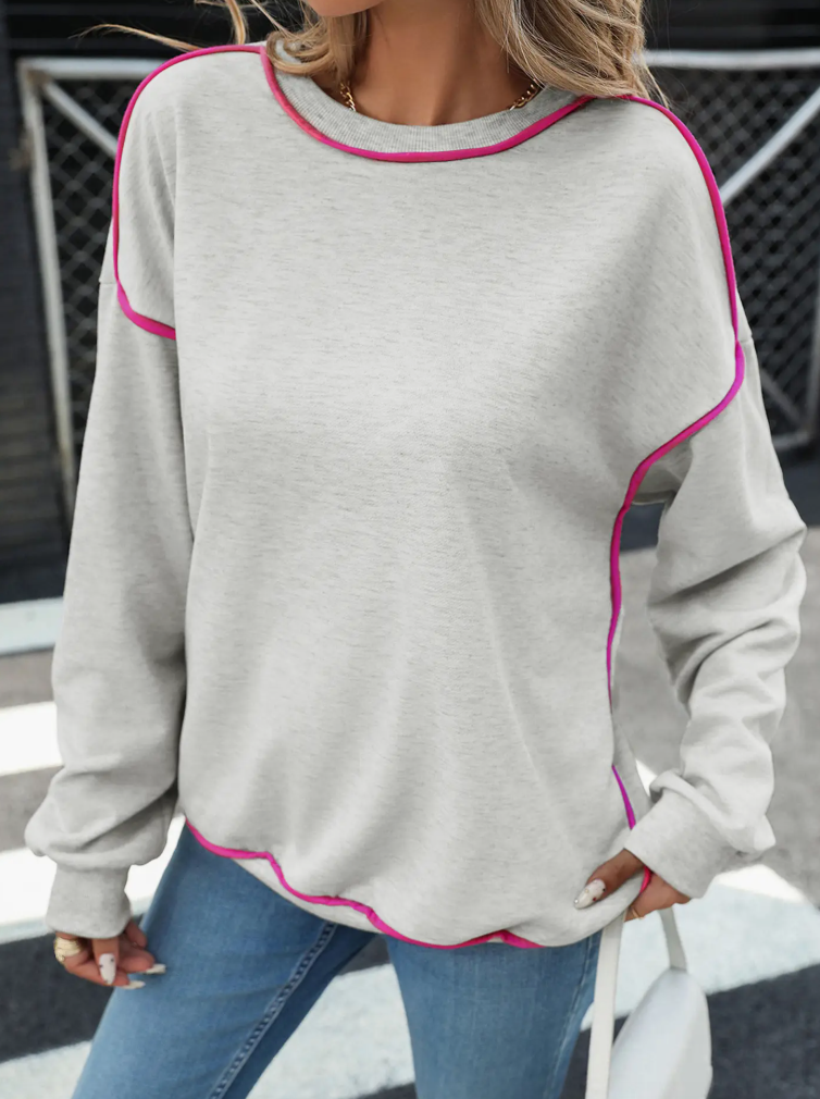 Pink Contrast Pullover