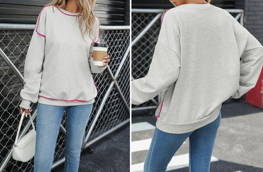 Pink Contrast Pullover