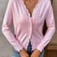 Lightweight Scalloped V Neck Cardigan