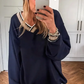 Varsity V Neck Sweater Contrasting Trim