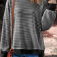 Oversize Stripe Ribbed Trim Drop Shoulder