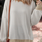 Oversize Stripe Ribbed Trim Drop Shoulder