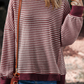 Oversize Stripe Ribbed Trim Drop Shoulder