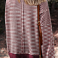 Oversize Stripe Ribbed Trim Drop Shoulder
