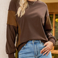 Crew Neck Striped Sleeve Detail Pullover