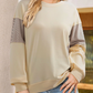 Crew Neck Striped Sleeve Detail Pullover