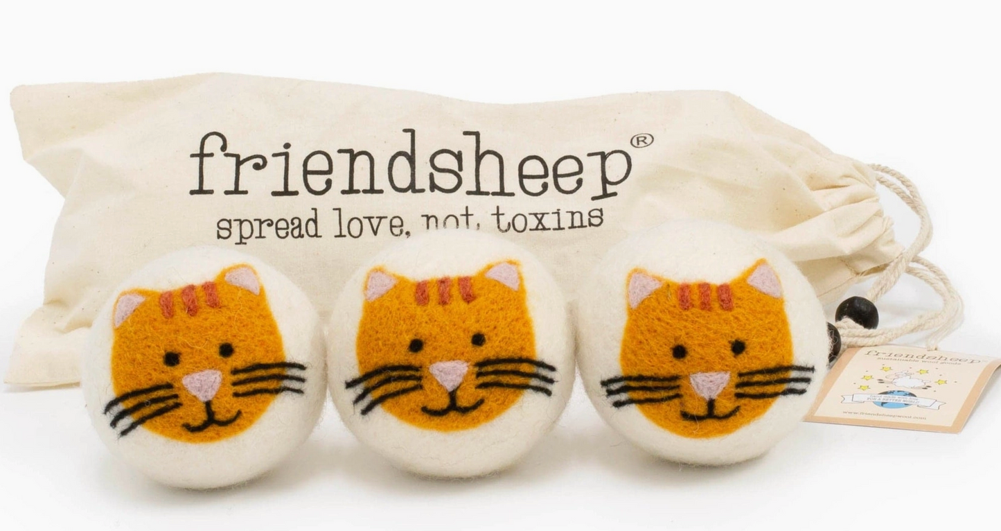 Wool Dryer Balls - Orange Cat
