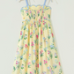 Contrast Trim Self-Tie Straps High Waist Midi Dress