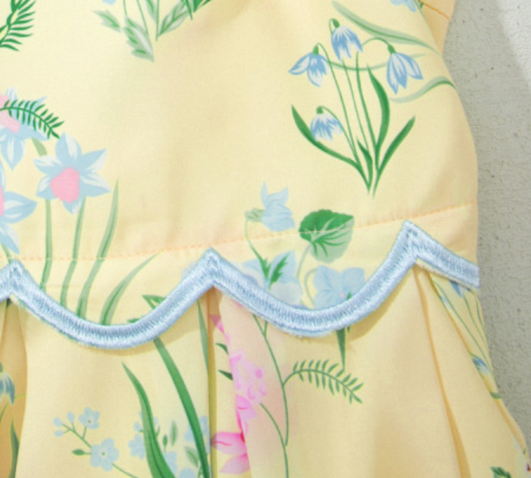 Contrast Trim Self-Tie Straps High Waist Midi Dress