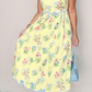 Contrast Trim Self-Tie Straps High Waist Midi Dress