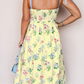 Contrast Trim Self-Tie Straps High Waist Midi Dress