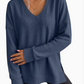 Oversized V-Neck Waffle Knit Top