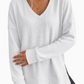 Oversized V-Neck Waffle Knit Top