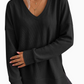 Oversized V-Neck Waffle Knit Top