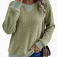Waffle Knit Color Block V-Neck