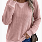 Waffle Knit Color Block V-Neck