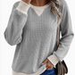Waffle Knit Color Block V-Neck