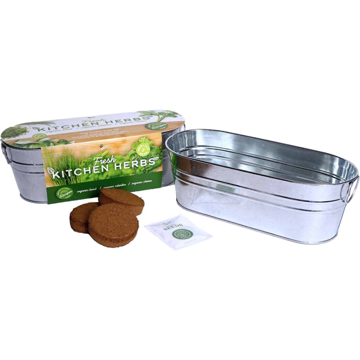 Galvanized Windowsill Herb Grow Kit