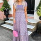 Bubble Sleeve Shirred High Waist Maxi