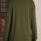 V Neck Buttoned Cuff Drop Shoulder