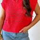 Hollowed Knit Zipper Collar