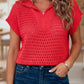 Hollowed Knit Zipper Collar